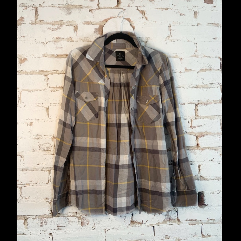 NOLLIE TOPS | PLAID YELLOW & GRAY FLANNEL